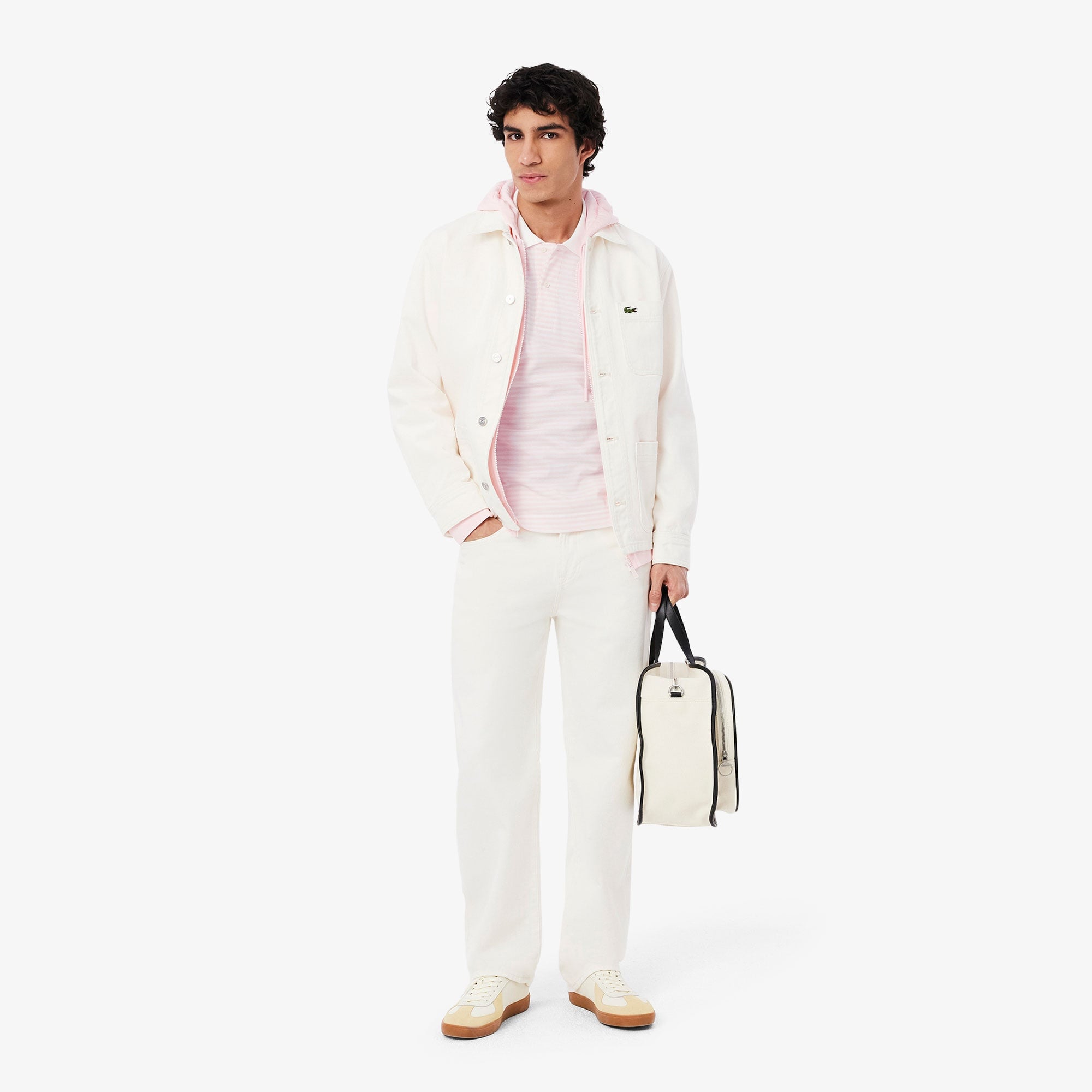 Lacoste L.12.12 Erkek Classic Fit Çizgili Pembe Polo