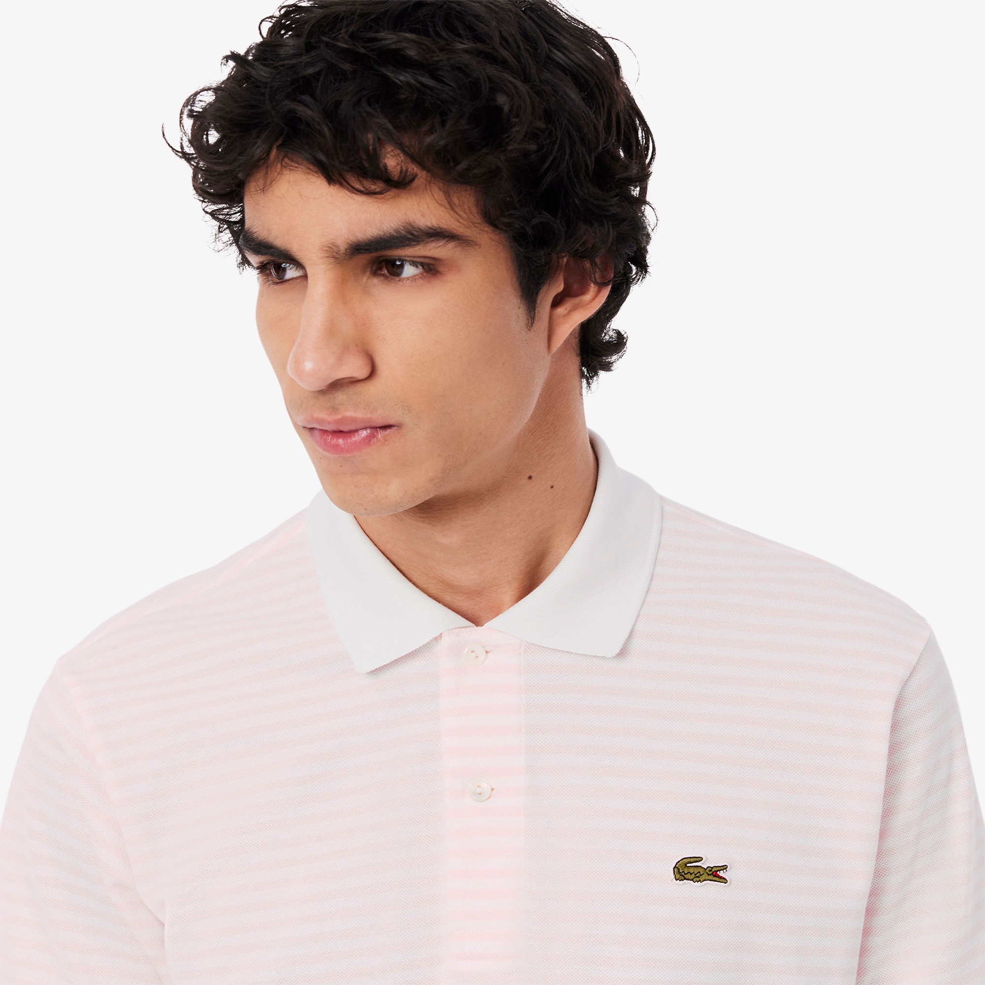 Lacoste L.12.12 Erkek Classic Fit Çizgili Pembe Polo