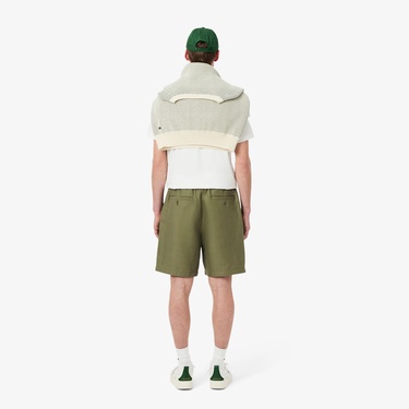  Erkek Regular Fit Keten Haki Şort