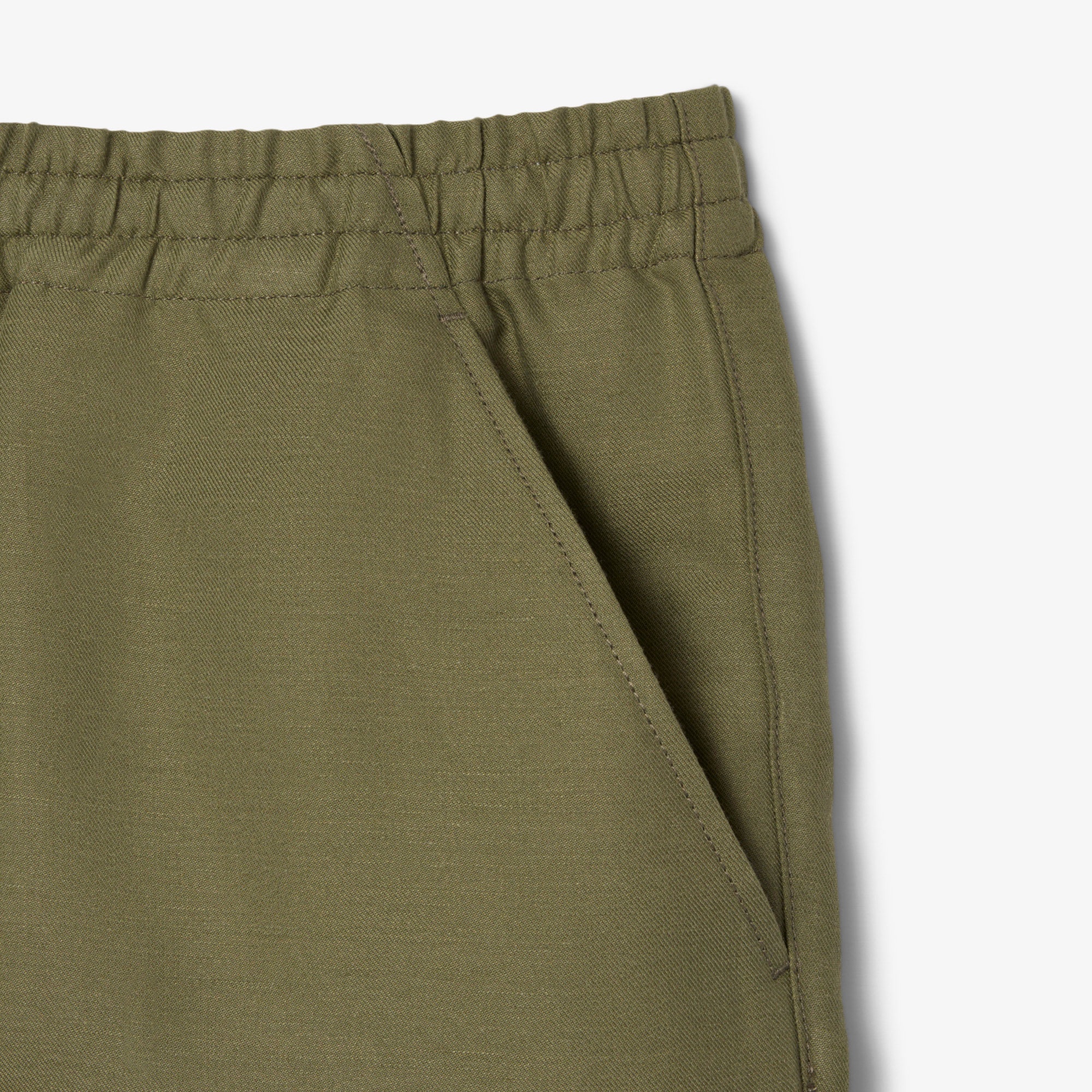 Erkek Regular Fit Keten Haki Şort