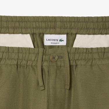  Erkek Regular Fit Keten Haki Şort