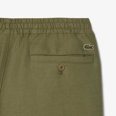  Erkek Regular Fit Keten Haki Şort