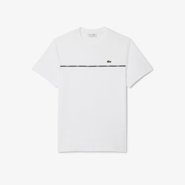  Lacoste Erkek Regular Fit Bisiklet Yaka Baskılı Beyaz T-Shirt