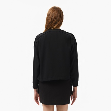  Kadın Regular Fit Hakim Yaka Siyah Gömlek