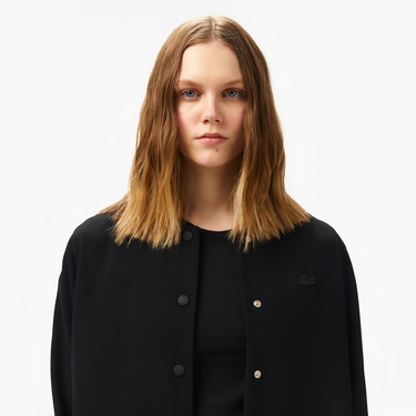  Kadın Regular Fit Hakim Yaka Siyah Gömlek