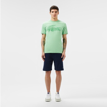  Lacoste Erkek Regular Fit Bisiklet Yaka Baskılı Açık Yeşil T-Shirt
