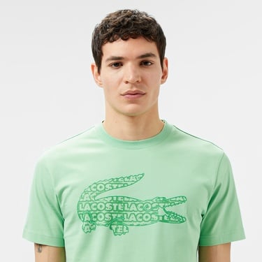  Lacoste Erkek Regular Fit Bisiklet Yaka Baskılı Açık Yeşil T-Shirt