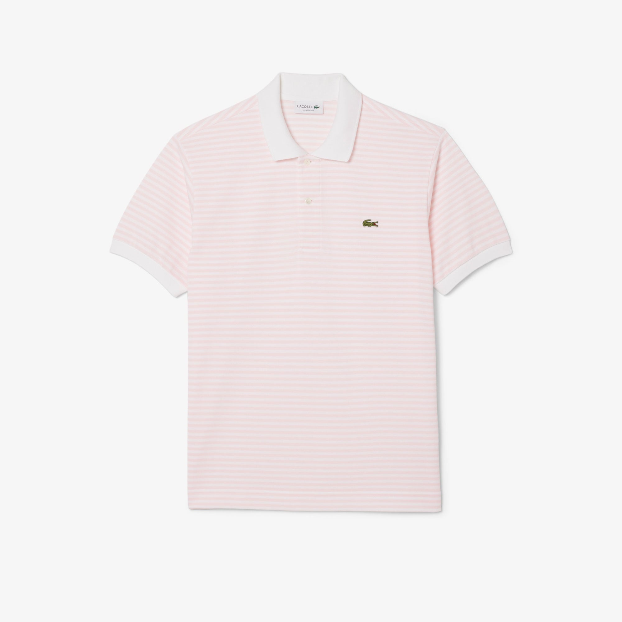 Lacoste L.12.12 Erkek Classic Fit Çizgili Pembe Polo