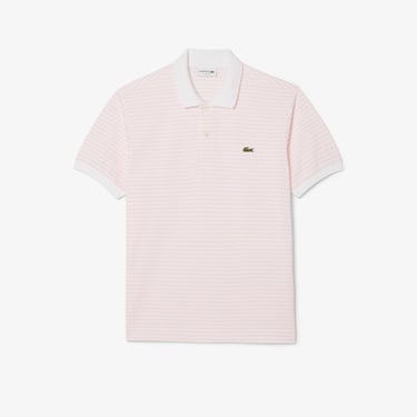  Lacoste L.12.12 Erkek Classic Fit Çizgili Pembe Polo