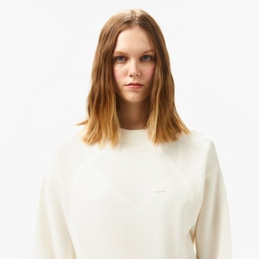  Lacoste Kadın Bisiklet Yaka Beyaz Triko