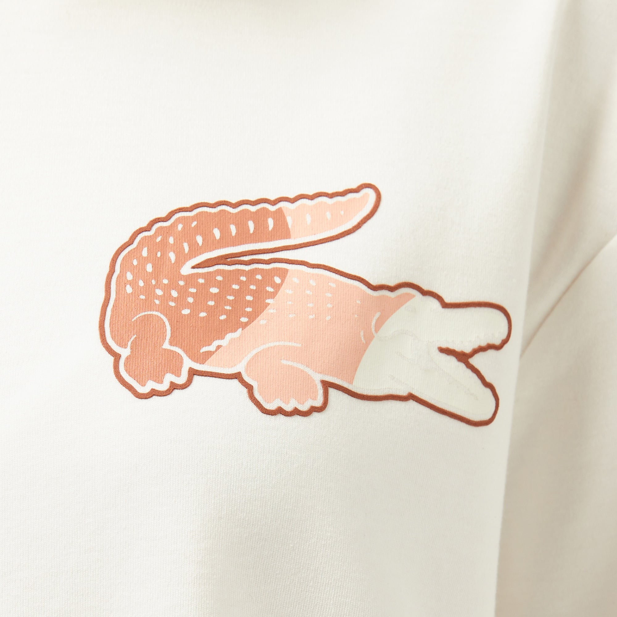 Lacoste Kadın Bisiklet Yaka Baskılı Beyaz T-Shirt