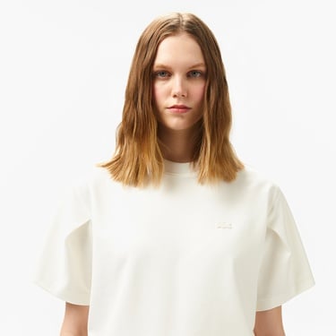  Kadın Bisiklet Yaka Beyaz T-Shirt