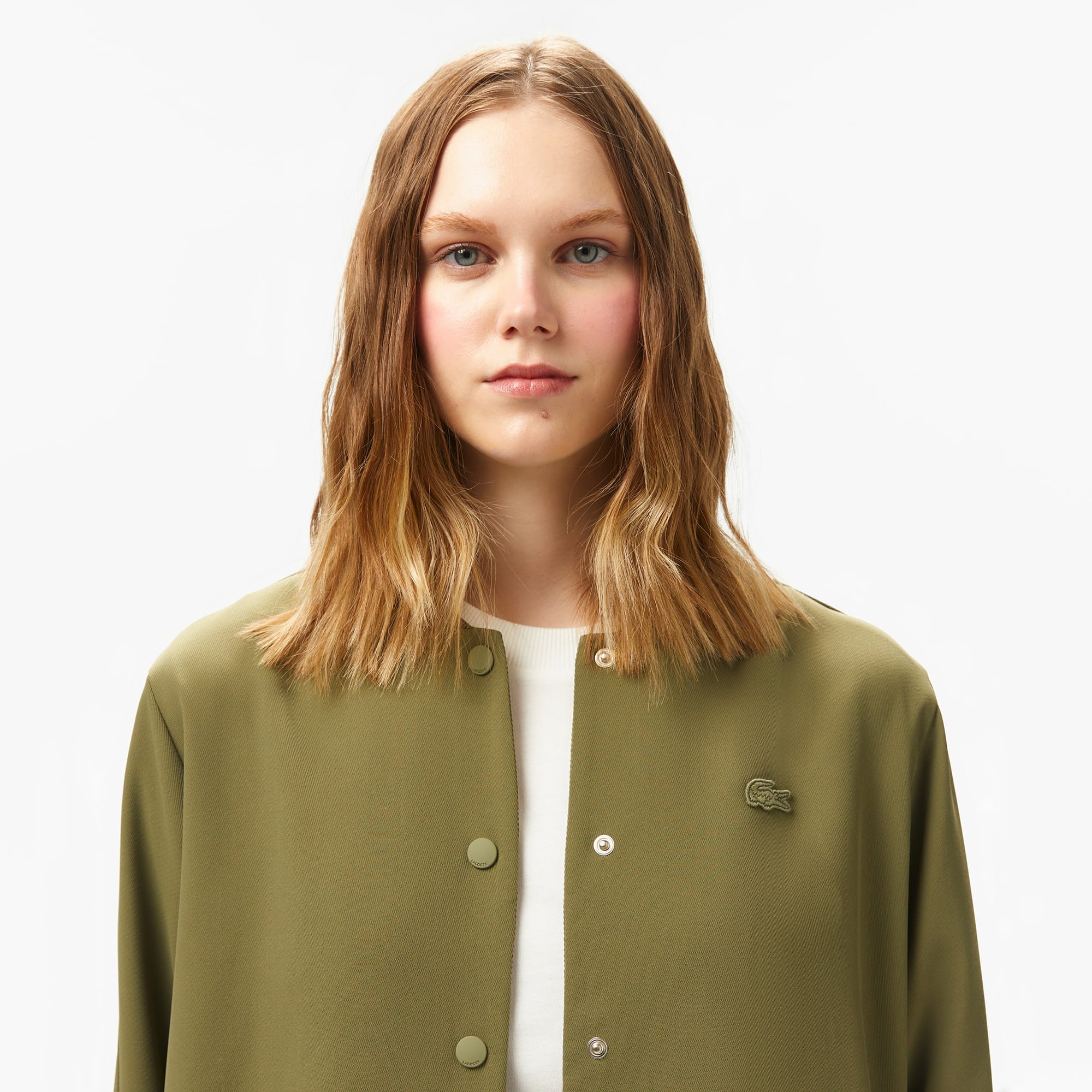 Lacoste Kadın Regular Fit Hakim Yaka Haki Gömlek