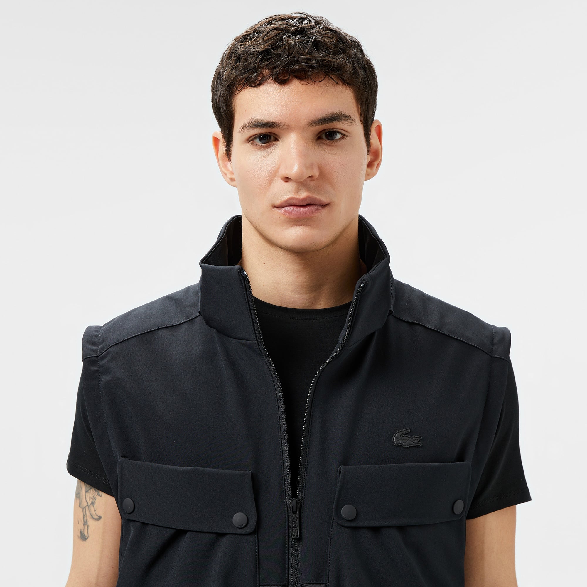 Erkek Regular Fit Kapüşonlu Baskılı Siyah Mont