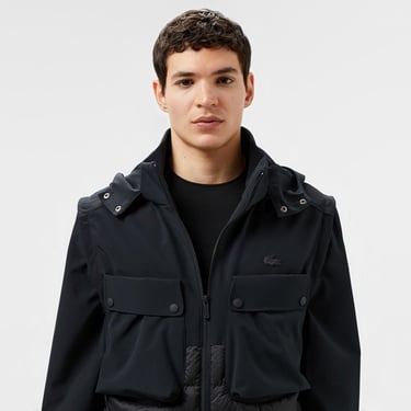  Erkek Regular Fit Kapüşonlu Baskılı Siyah Mont