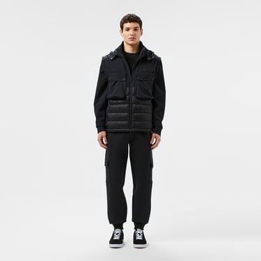  Erkek Regular Fit Kapüşonlu Baskılı Siyah Mont