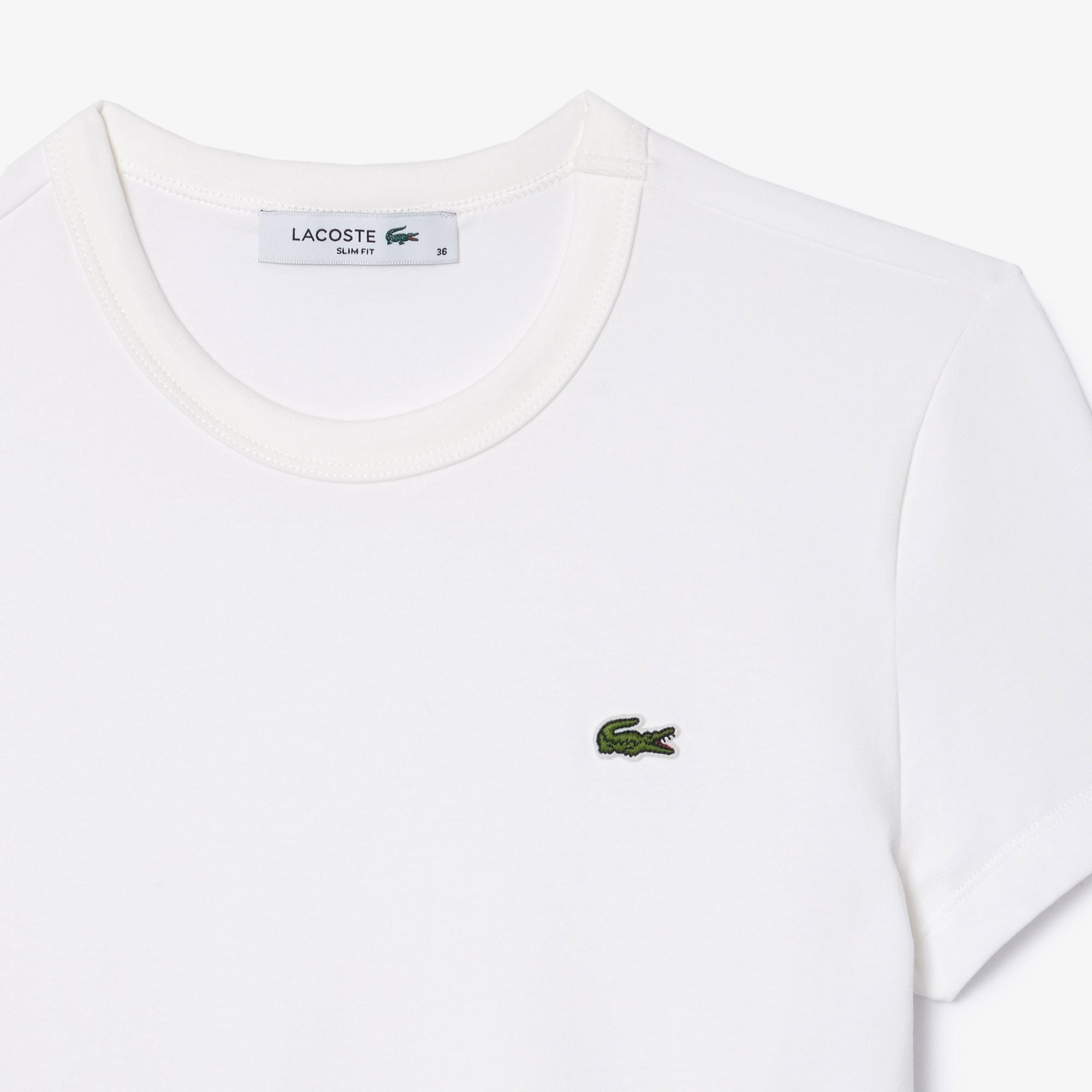 Lacoste Kadın Slim Fit Bisiklet Yaka Beyaz T-Shirt