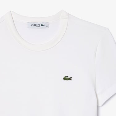  Lacoste Kadın Slim Fit Bisiklet Yaka Beyaz T-Shirt
