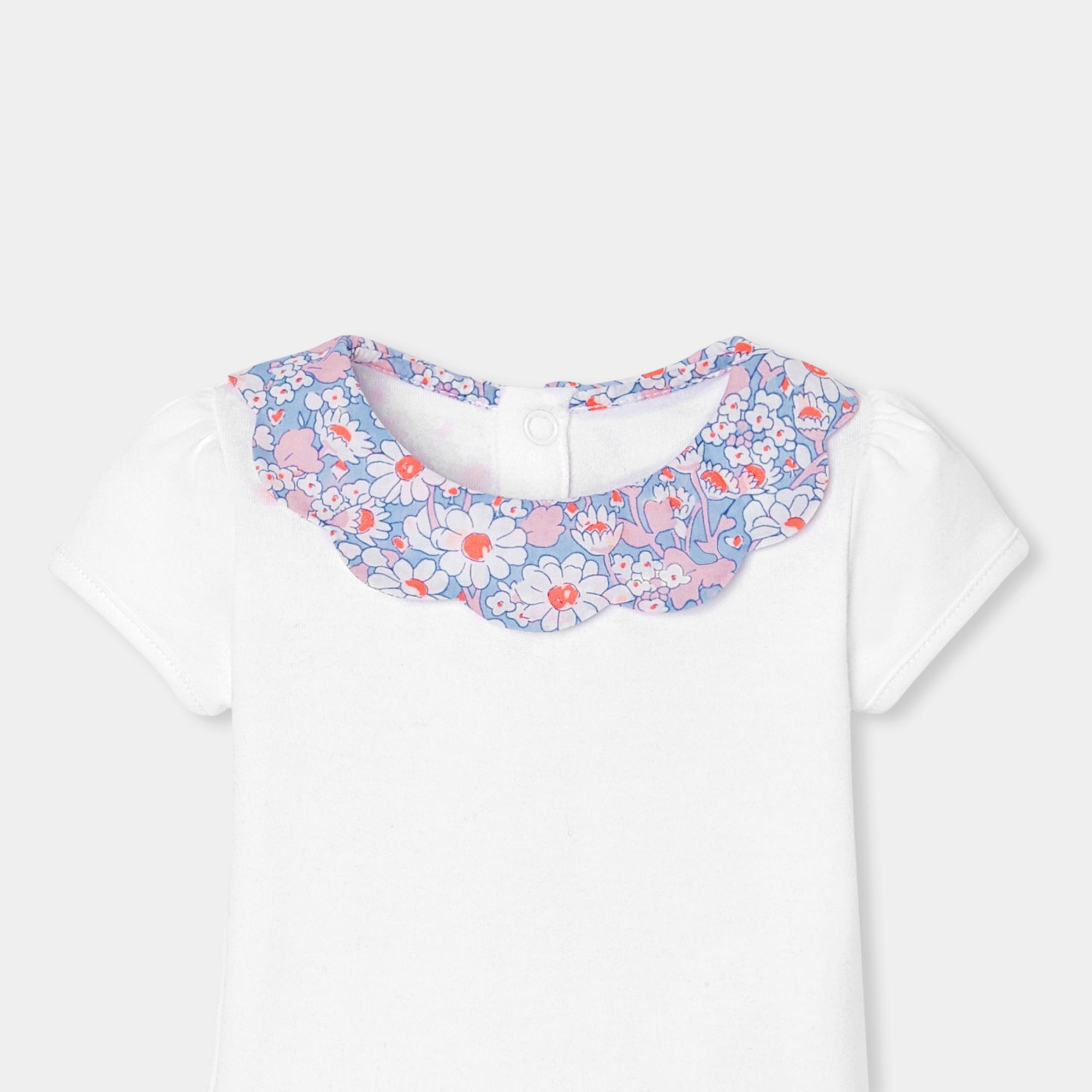 Yenidoğan Kız Bebek Çiçek Yaka Kısa Kollu Body