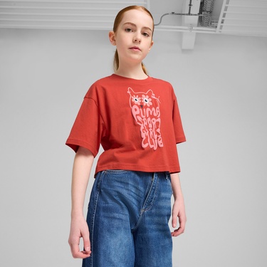  Puma Graphics Length Çocuk Kırmızı T-Shirt