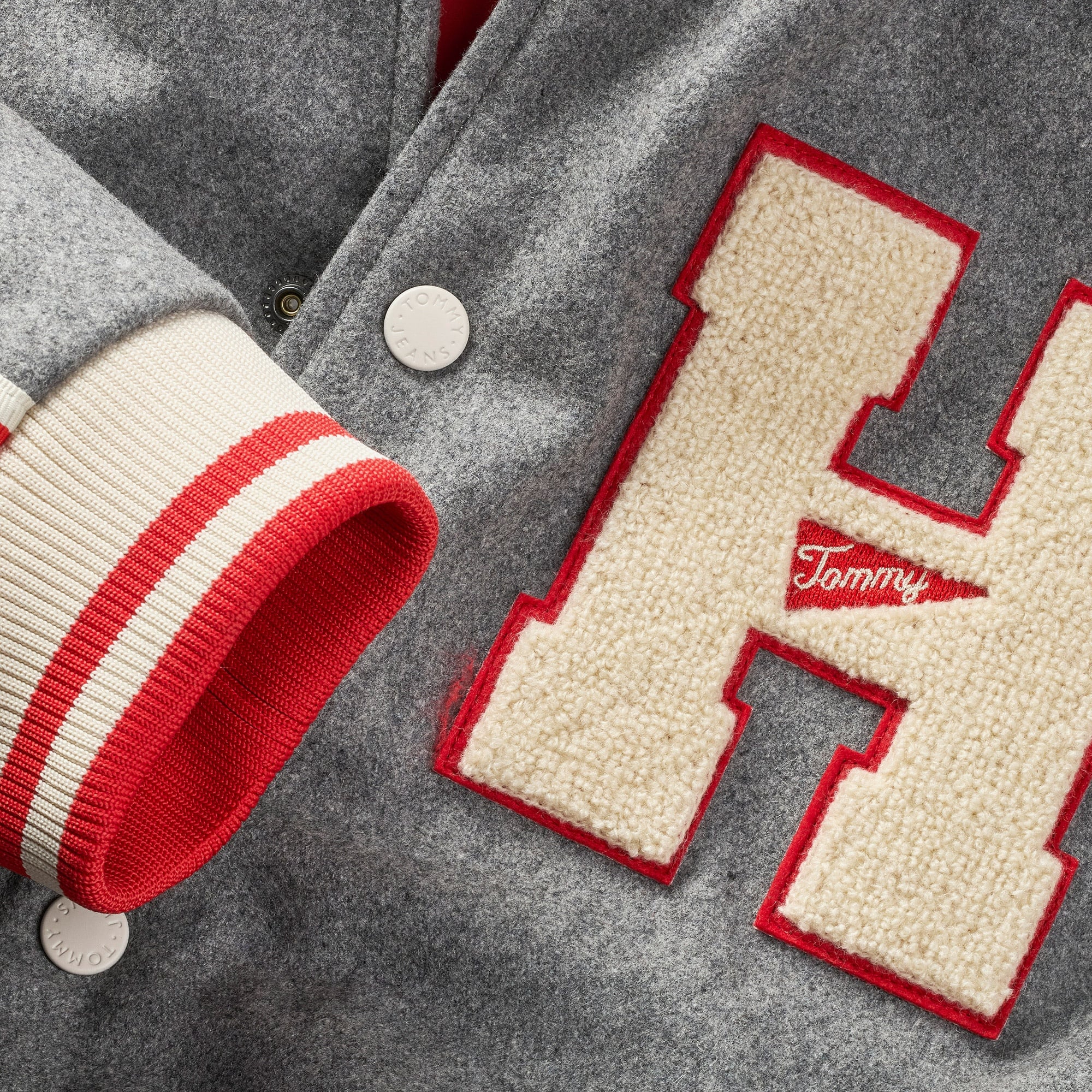 Tommy Jeans Wool Varsity Erkek Gri Ceket