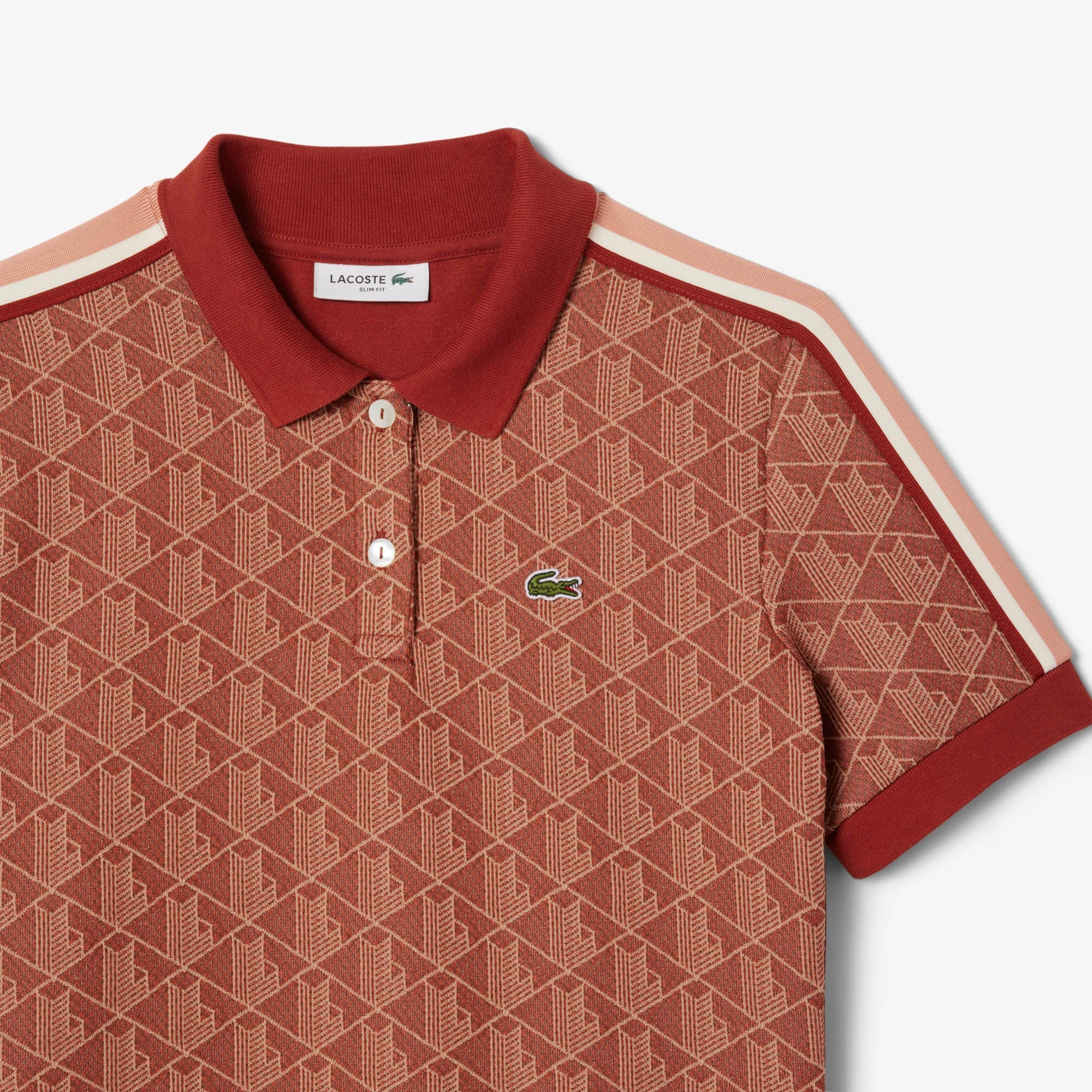 Lacoste Slim Fit Monogram Kadın Kahverengi Polo