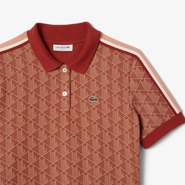  Lacoste Slim Fit Monogram Kadın Kahverengi Polo