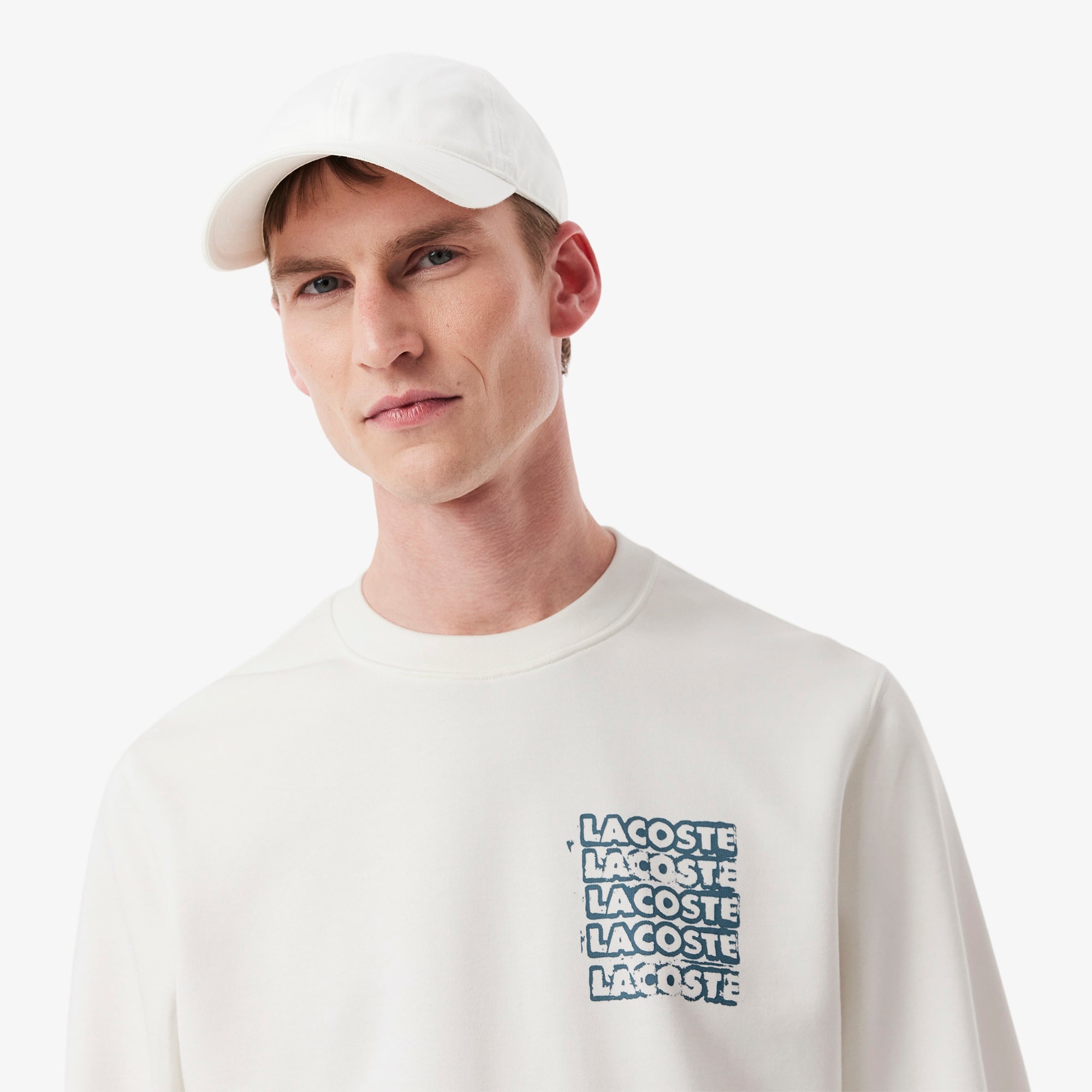 Erkek Classic Fit Bisiklet Yaka Beyaz Sweatshirt