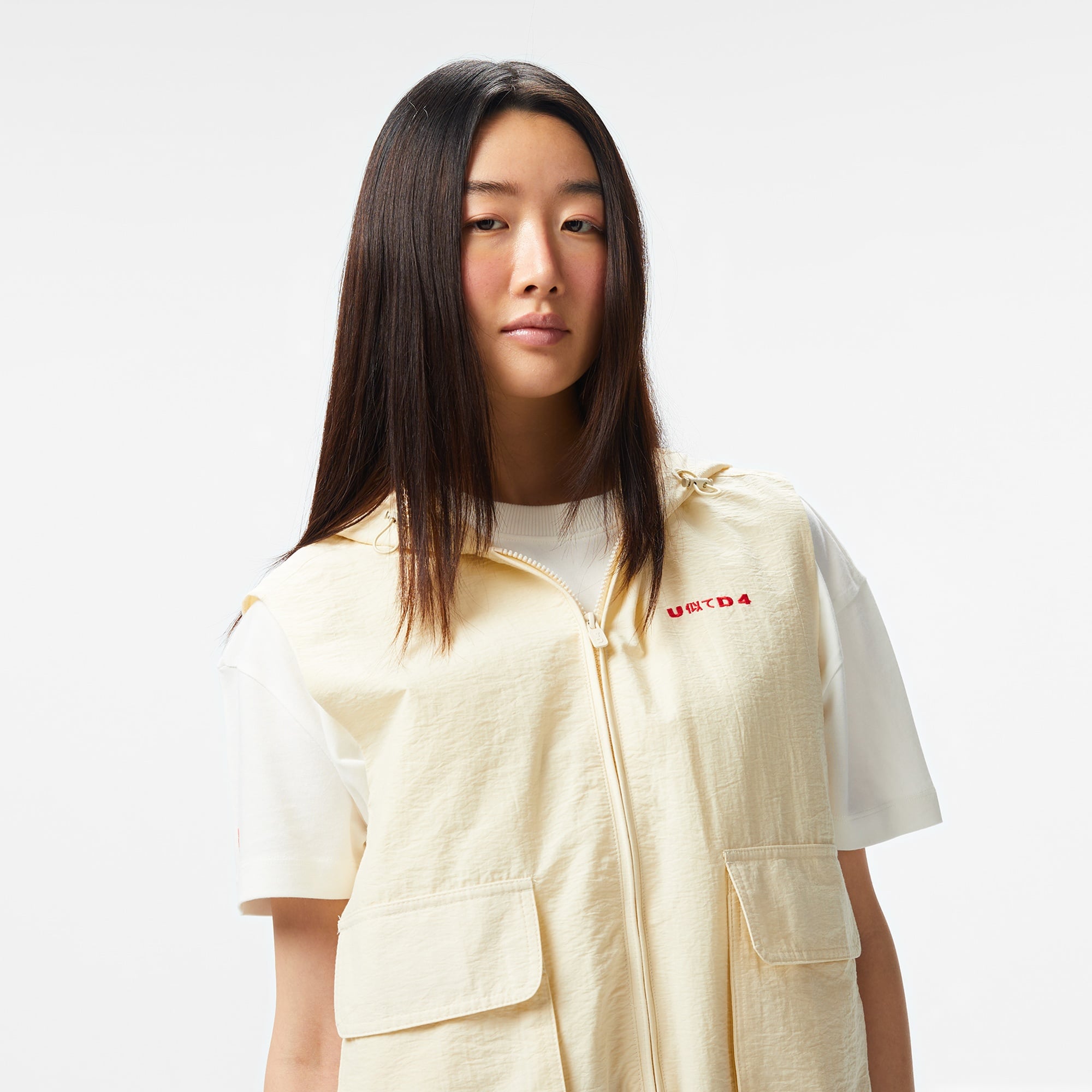 UNITED4 Kadın Krem Crop Yelek