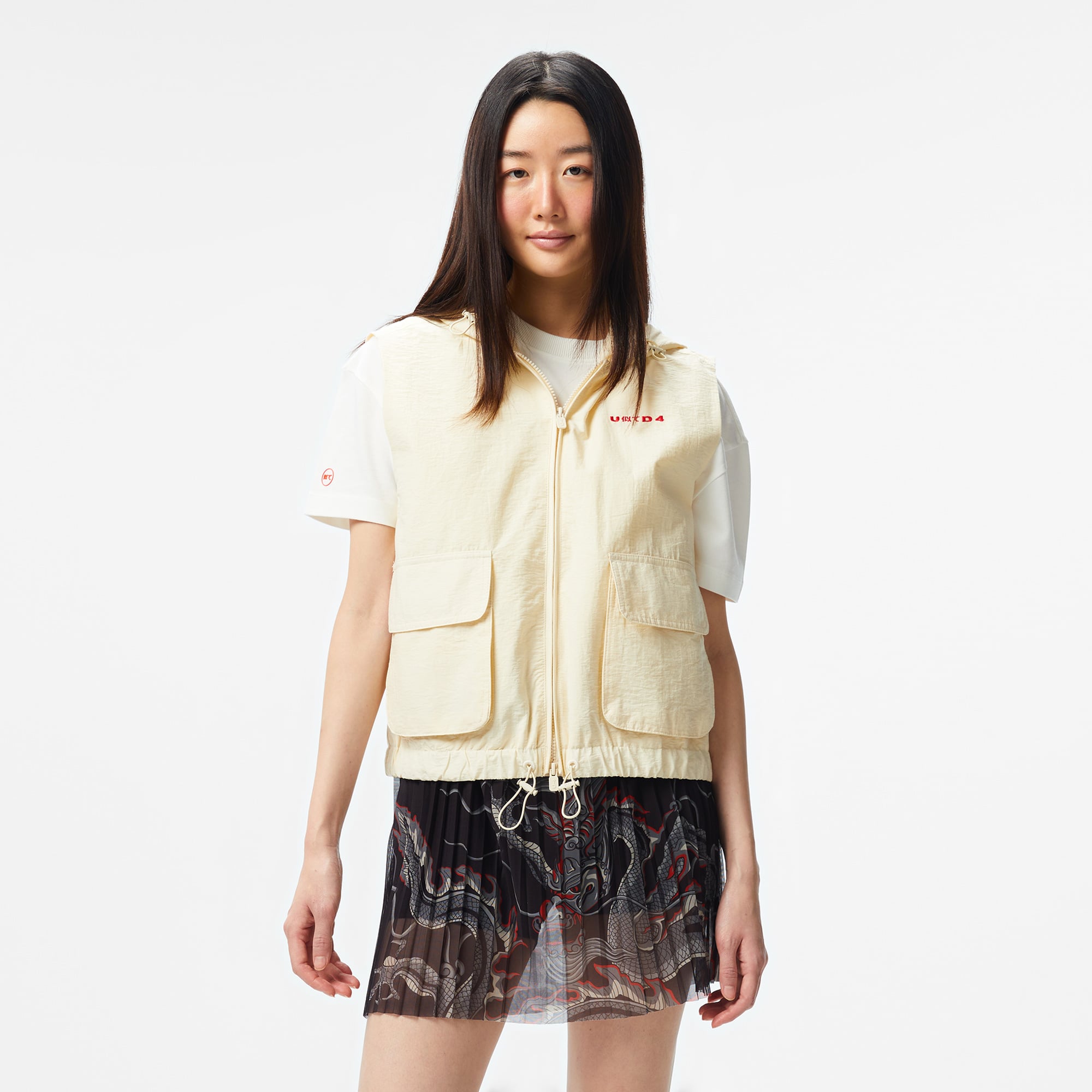  UNITED4 Kadın Krem Crop Yelek