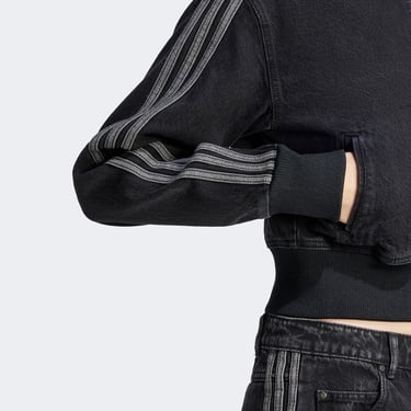  adidas Adicolor Denim Fermuarlı Kadın Siyah Eşofman Üstü