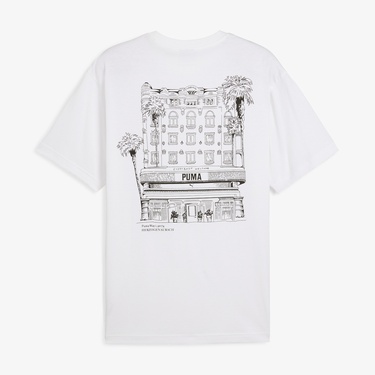  Puma Graphics Hotel Relaxed Erkek Beyaz T-Shirt