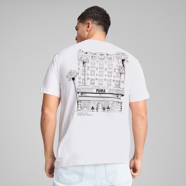  Puma Graphics Hotel Relaxed Erkek Beyaz T-Shirt