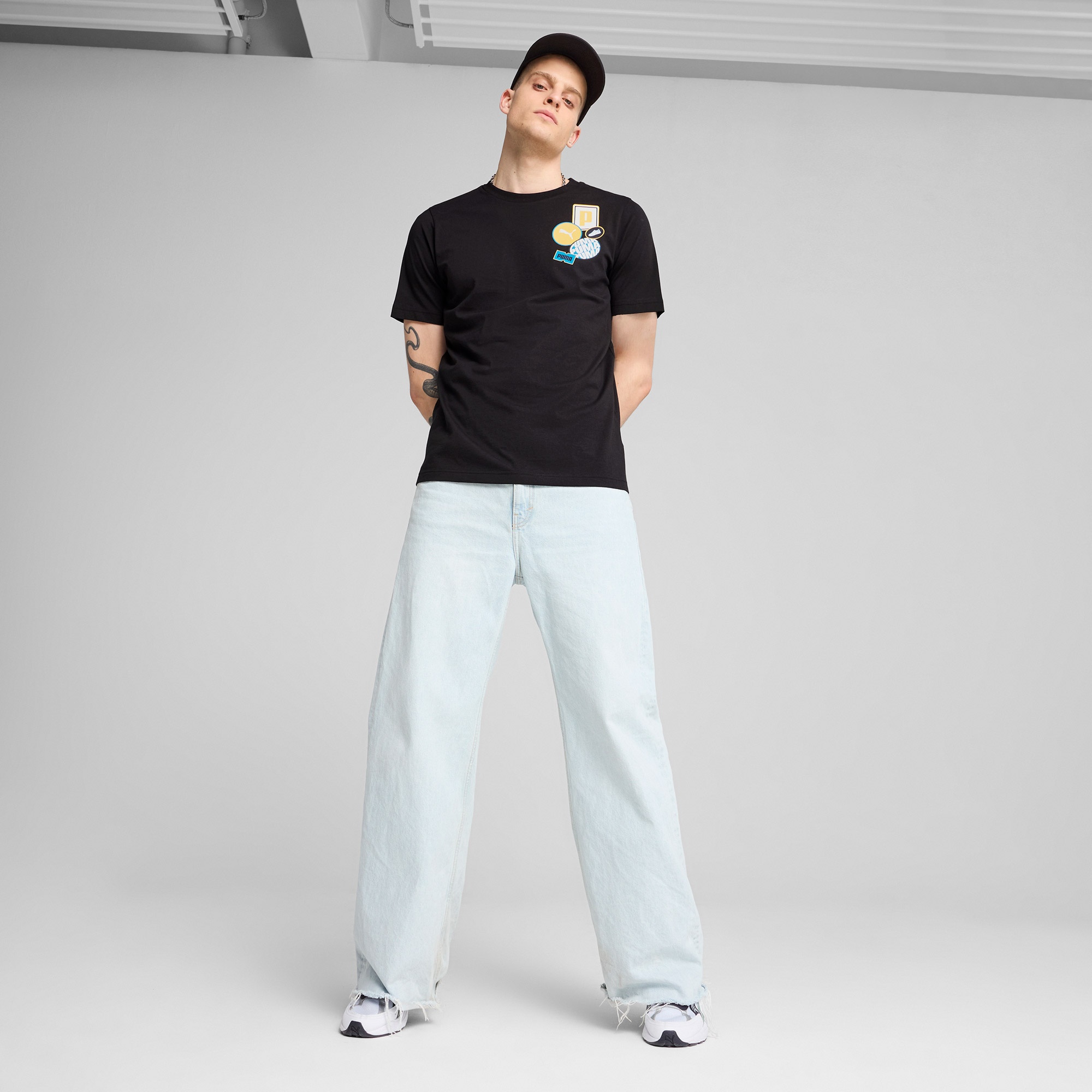 Puma Graphics icon Erkek Siyah T-Shirt