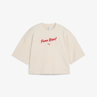  Puma Premium Ess Graphic Kadın Krem T-Shirt