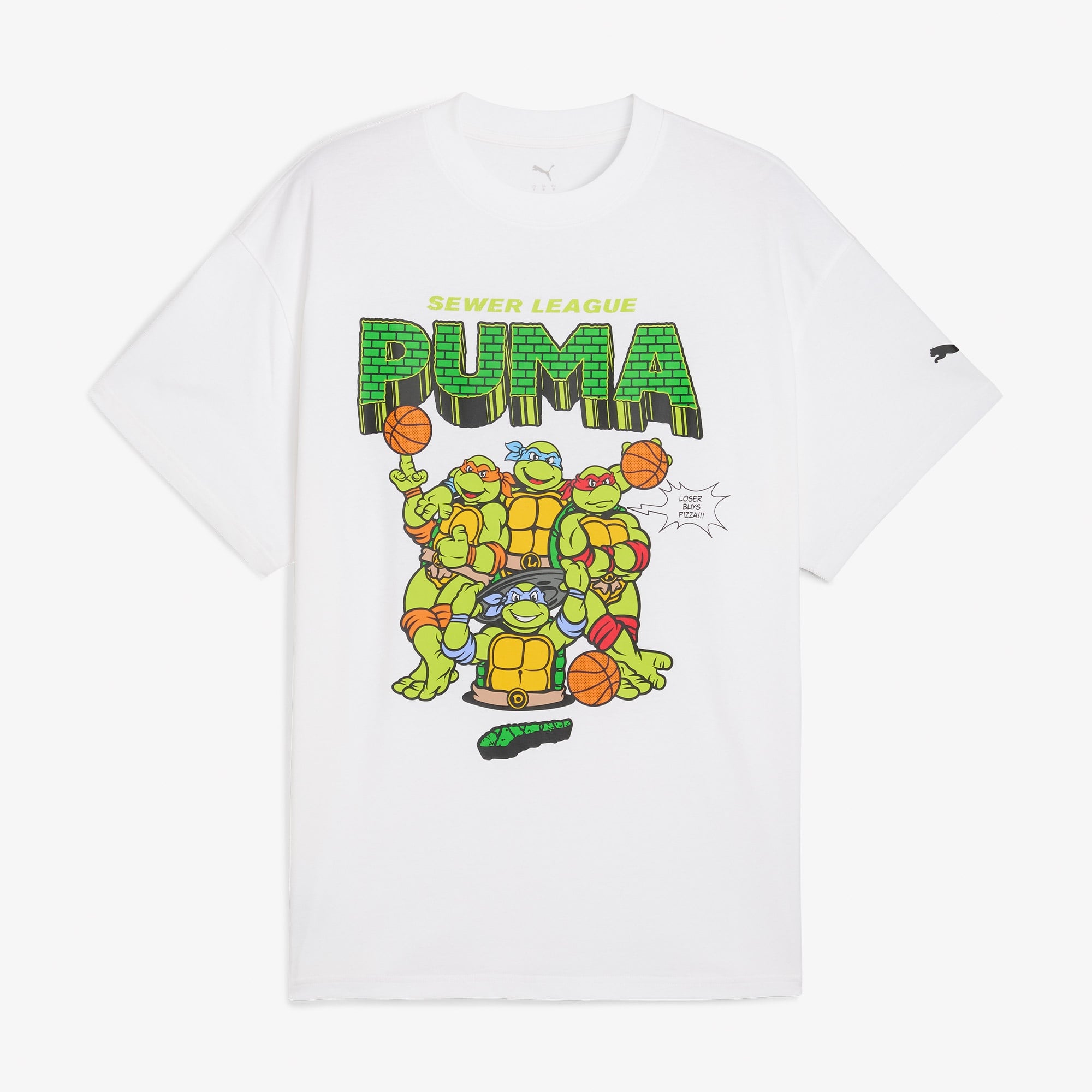 Puma X TMNT Basketball Erkek Desenli Beyaz T-Shirt