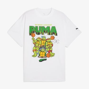  Puma X TMNT Basketball Erkek Desenli Beyaz T-Shirt
