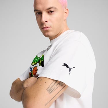  Puma X TMNT Basketball Erkek Desenli Beyaz T-Shirt