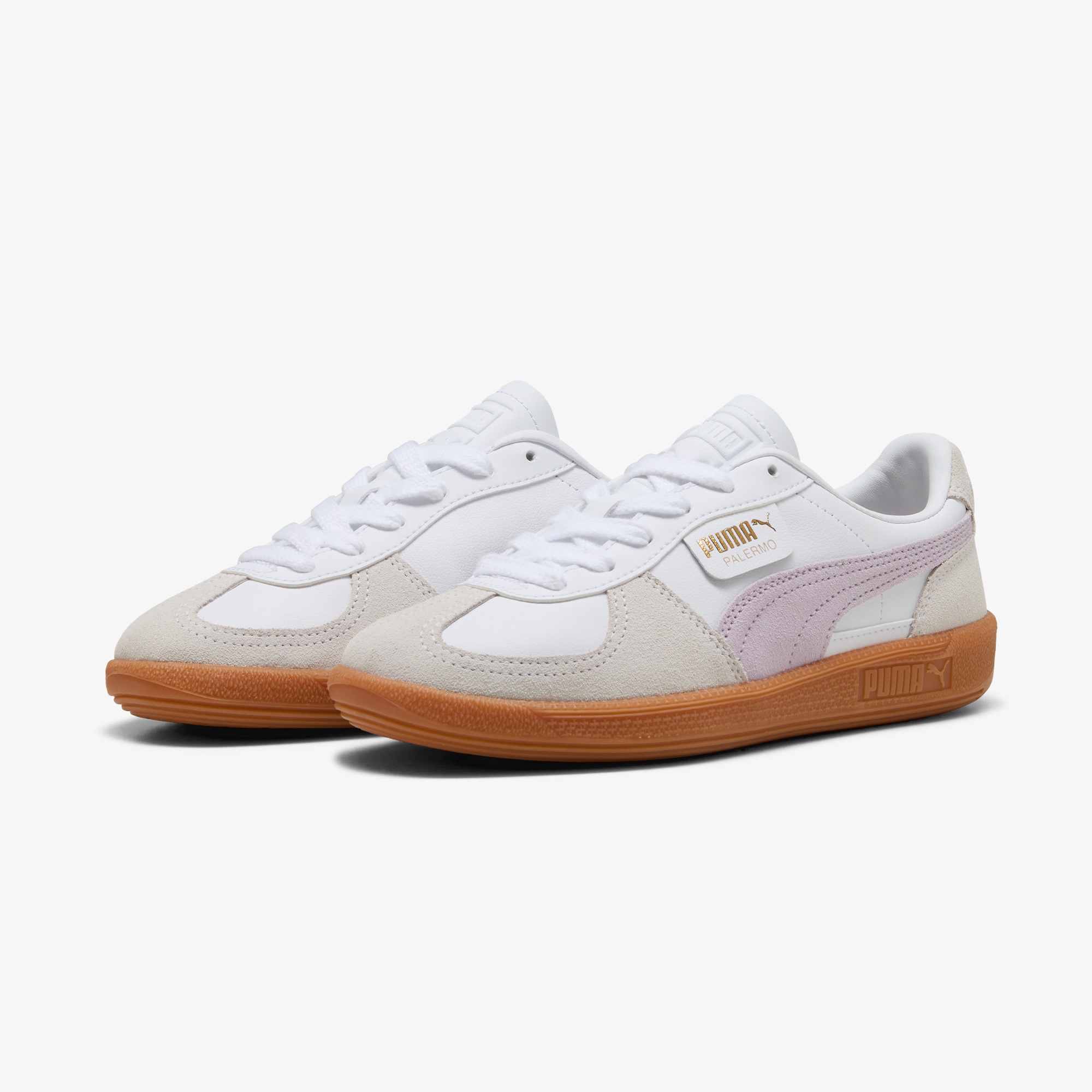 Puma Palermo Leather Mor Detaylı Kadın Beyaz Spor Ayakkabı