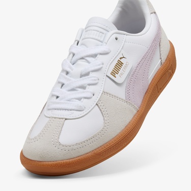  Puma Palermo Leather Mor Detaylı Kadın Beyaz Spor Ayakkabı