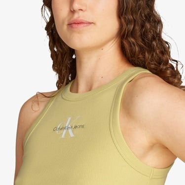  Calvin Klein Monologo Tank Kadın Sarı Kolsuz T-Shirt