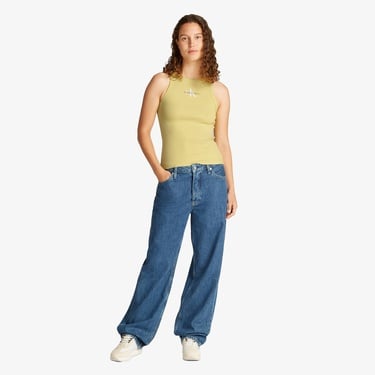  Calvin Klein Monologo Tank Kadın Sarı Kolsuz T-Shirt