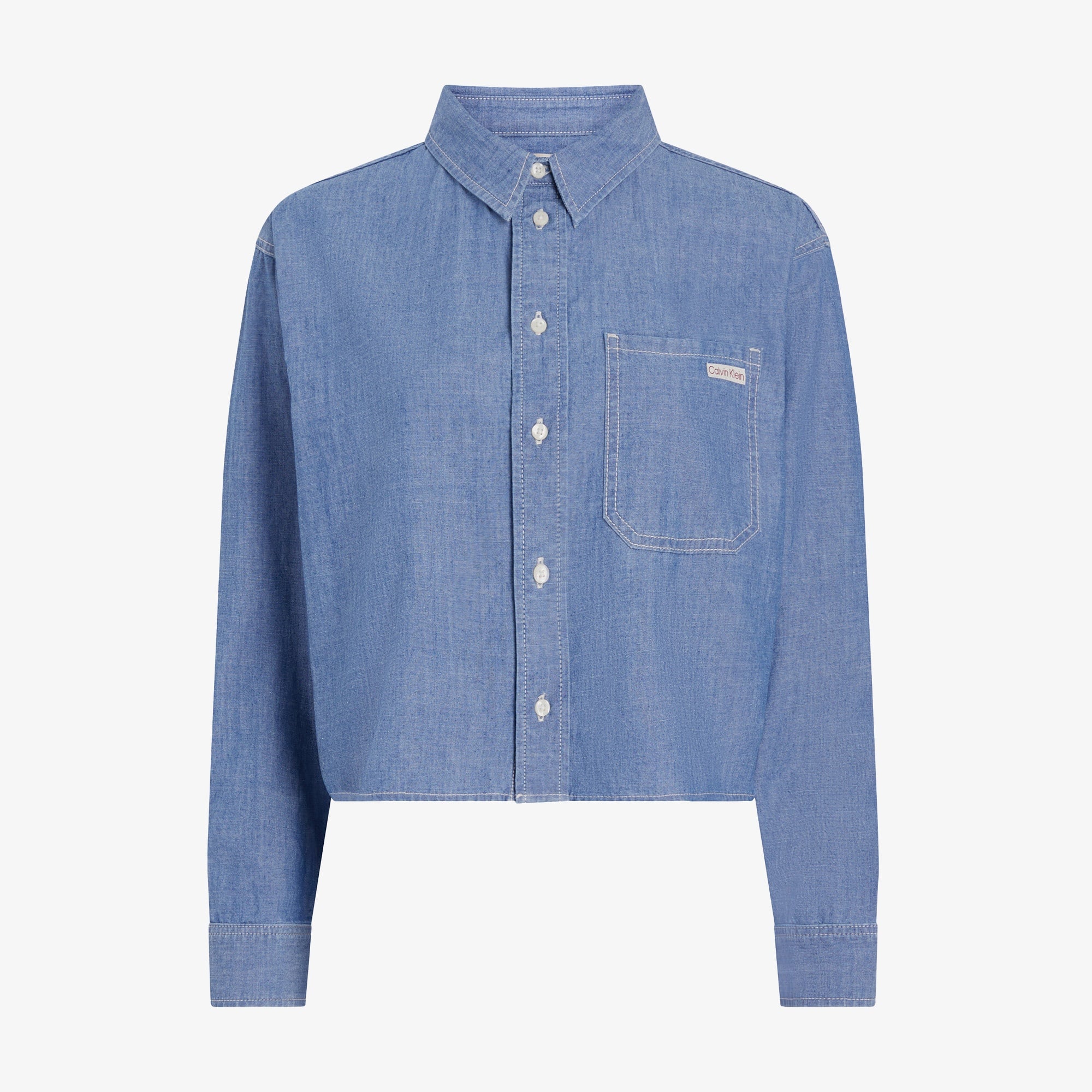 Calvin Klein Cropped Dad Denim Kadın Mavi Gömlek