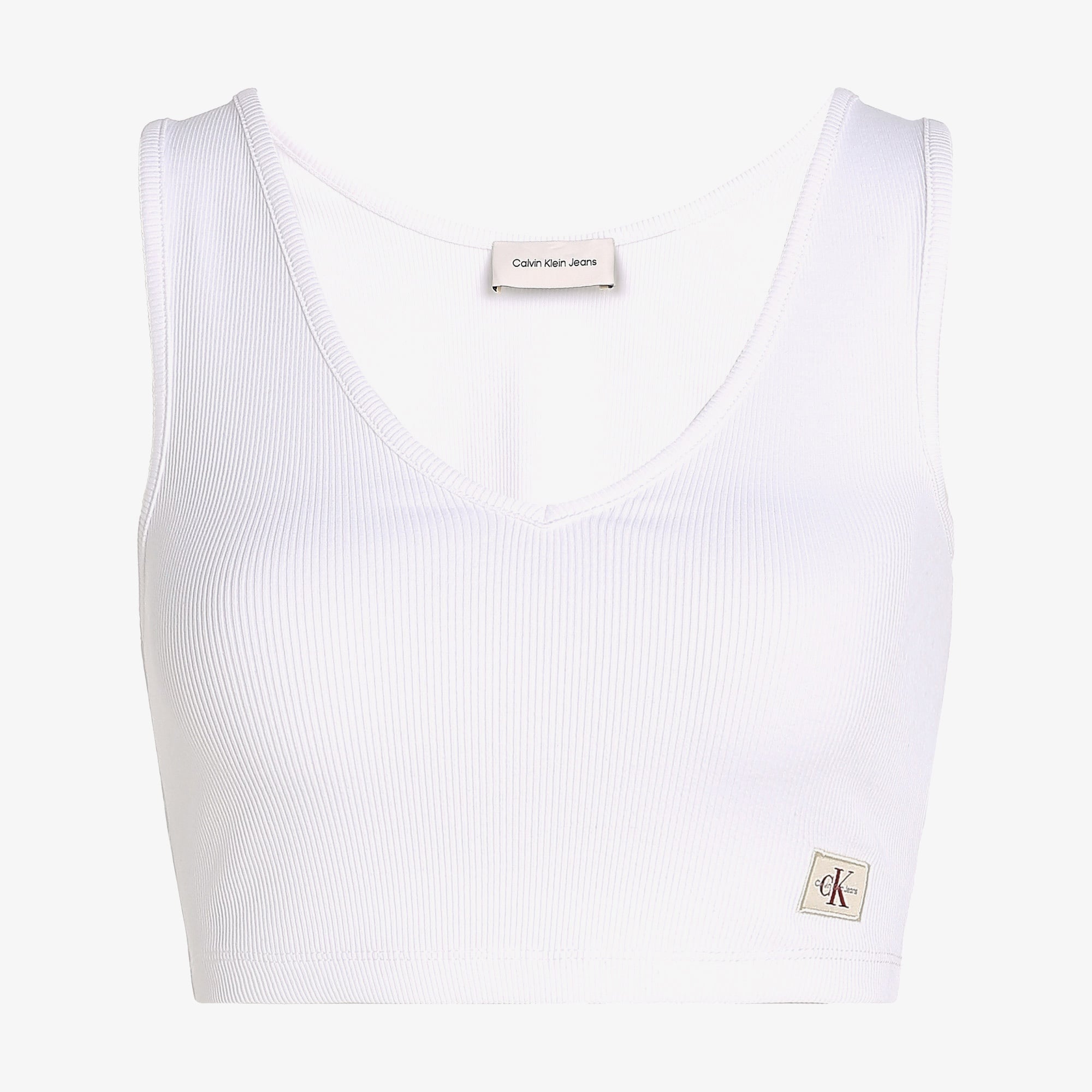 Calvin Klein Label Kadın Beyaz Kolsuz T-Shirt