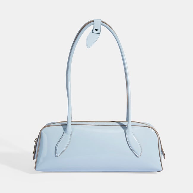  Limited Edition Mavi Kadın Yaprak Detaylı Deri Omuz Çantası