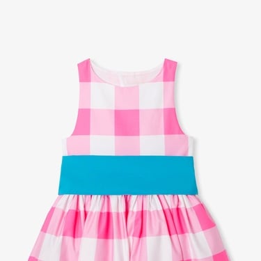  Jacadi Paris Kız Çocuk Ekoseli Tafta Kemerli Saten Elbise