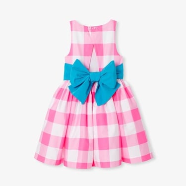  Jacadi Paris Kız Çocuk Ekoseli Tafta Kemerli Saten Elbise