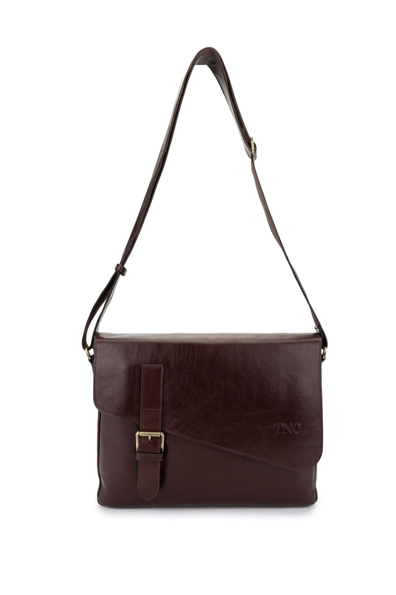  Tamer Tanca Erkek Hakiki Deri Kahverengi Postacı Çanta