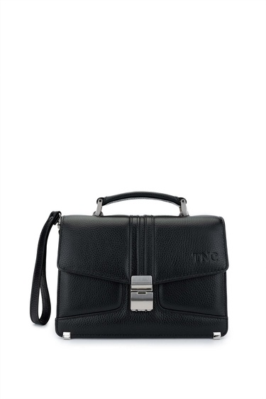  Tamer Tanca Erkek Hakiki Deri Siyah Floter El Çantası