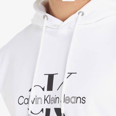 Calvin Klein Jeans Diffused Erkek Beyaz Sweatshirt